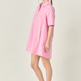 A-line Short Sleeve Shirt Dress