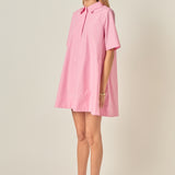A-line Short Sleeve Shirt Dress