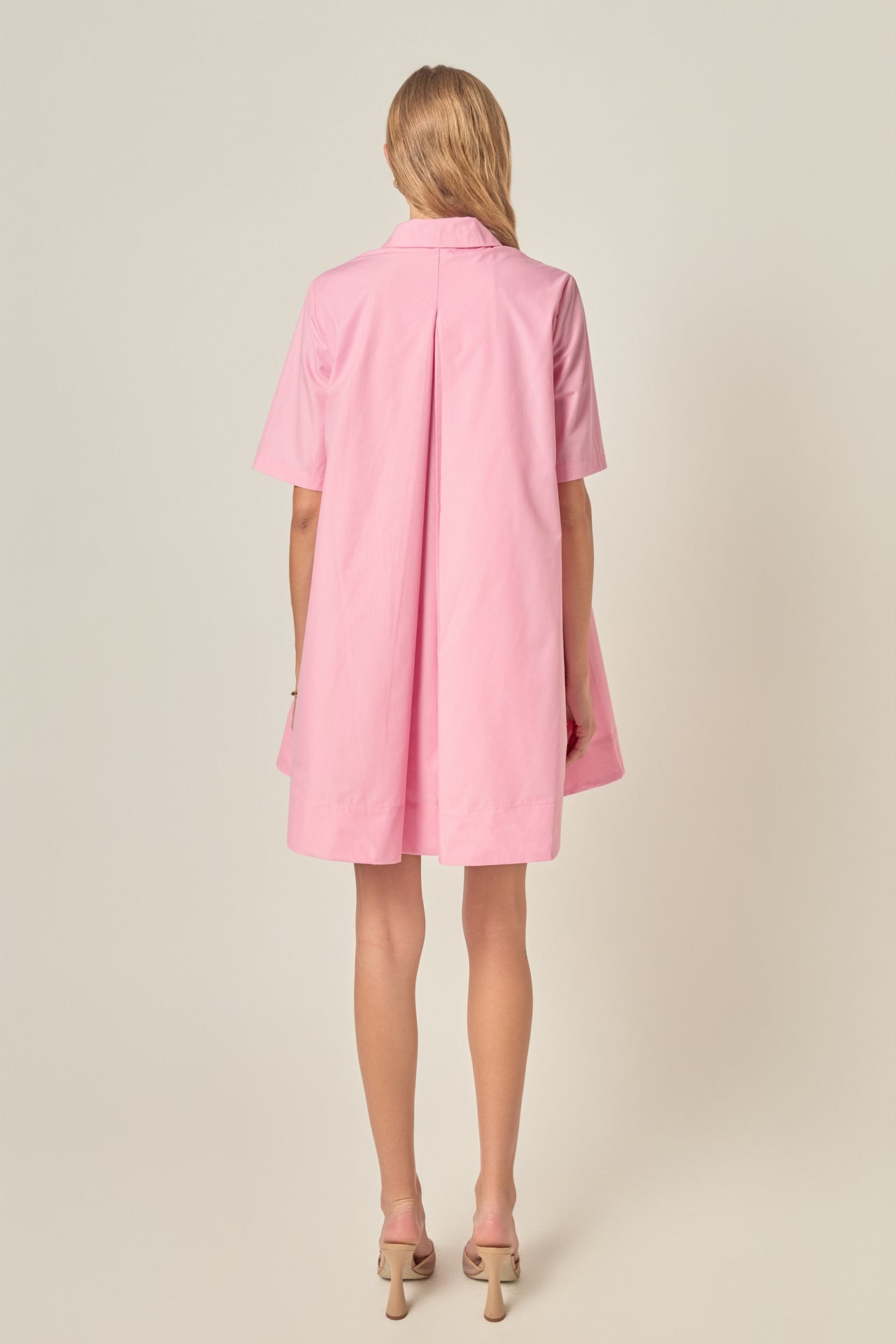 English Factory - A-line Short Sleeve Shirt Dress PINK / XS English Factory - A-line Short Sleeve Shirt Dress PINK / XS