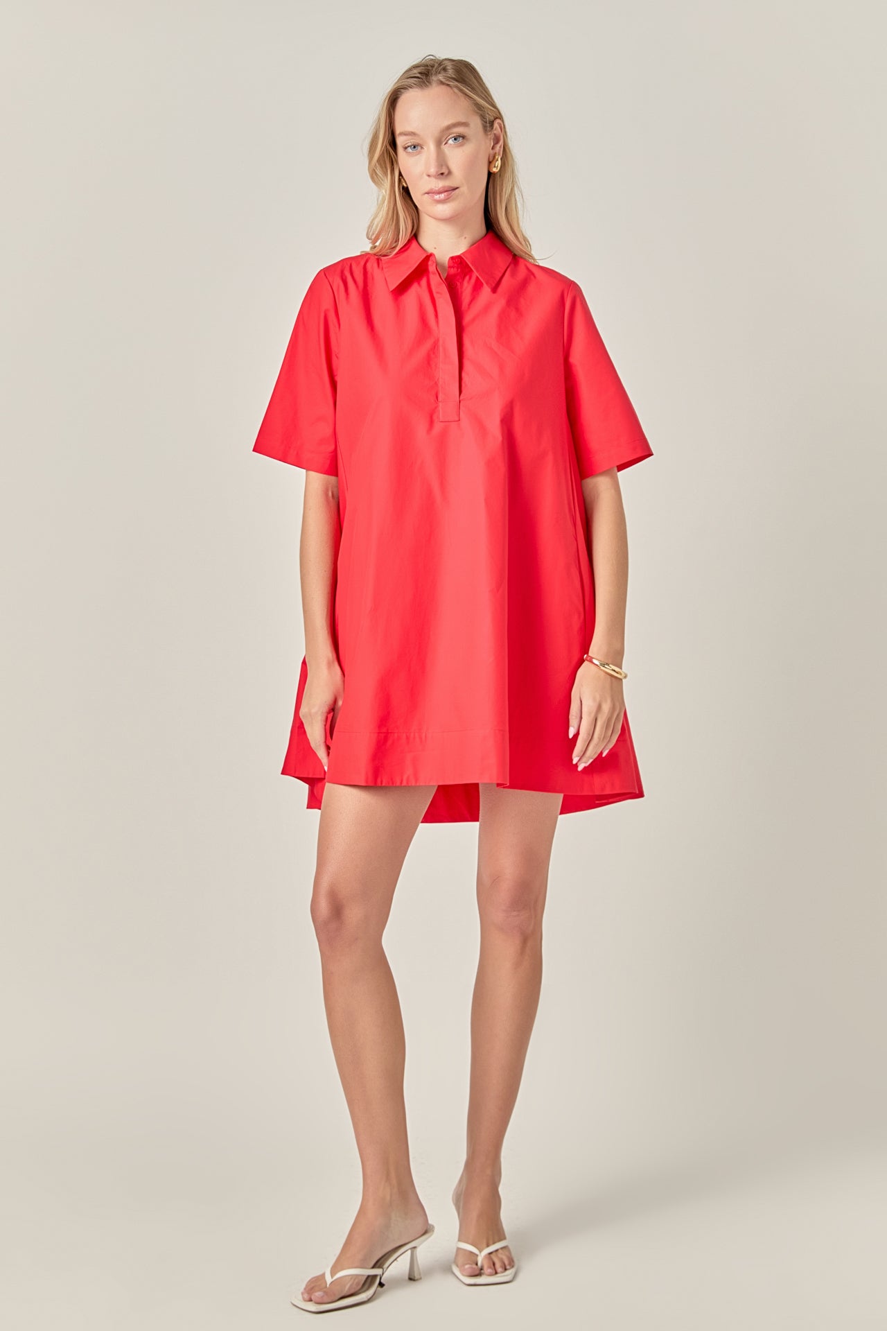 A-line Short Sleeve Shirt Dress