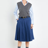 Low Waist Pleated Midi Skirt