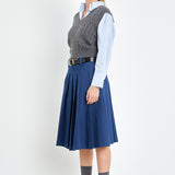 Low Waist Pleated Midi Skirt