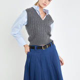 Low Waist Pleated Midi Skirt