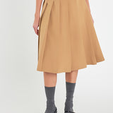 Low Waist Pleated Midi Skirt
