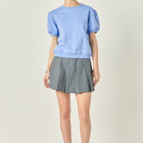 French Terry Puff Sleeve Sweatshirt in Powder Blue