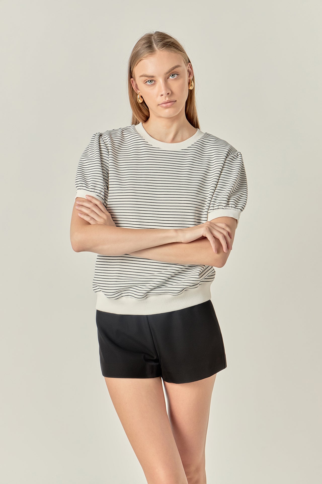 売れ筋商品|||ティー・タハリ ニット&セーター アウター レディース Women's Pointelle Striped Crewneck Sweater White Star/blue Drop-shoulder Beach Sweater For Women | Factory
