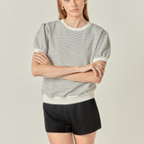 Stripe Terry Puff Sleeve Sweatshirt