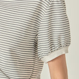 Stripe Terry Puff Sleeve Sweatshirt