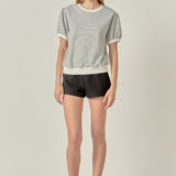 Stripe Terry Puff Sleeve Sweatshirt