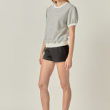 Stripe Terry Puff Sleeve Sweatshirt
