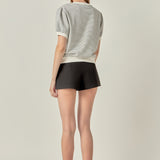 Stripe Terry Puff Sleeve Sweatshirt