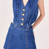 High-waisted Denim Mini Skort