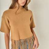 Tassel Hem Fringe Knit Top