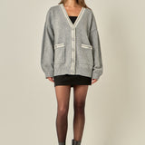 Contrast Binding Trim Cardigan