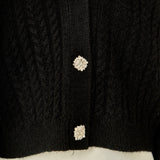 Jewel Button Cable Knit Cardigan