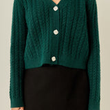 Jewel Button Cable Knit Cardigan