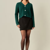 Jewel Button Cable Knit Cardigan