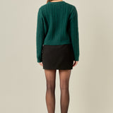 Jewel Button Cable Knit Cardigan