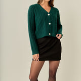 Jewel Button Cable Knit Cardigan