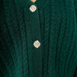 Jewel Button Cable Knit Cardigan