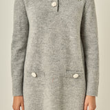 Embroidered Collar Sweater Dress