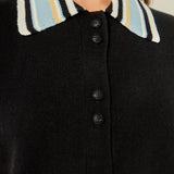 Contrast Color Collar Cardigan Top