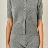 Contrast Color Collar Cardigan Top