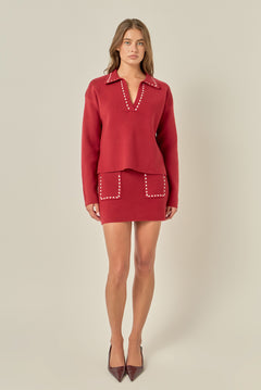 Collared Knit Top
