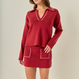 Collared Knit Top
