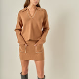 Collared Knit Top