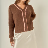 Contrast Piping Cardigan