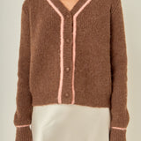 Contrast Piping Cardigan