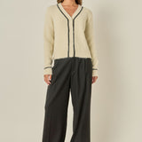 Contrast Piping Cardigan