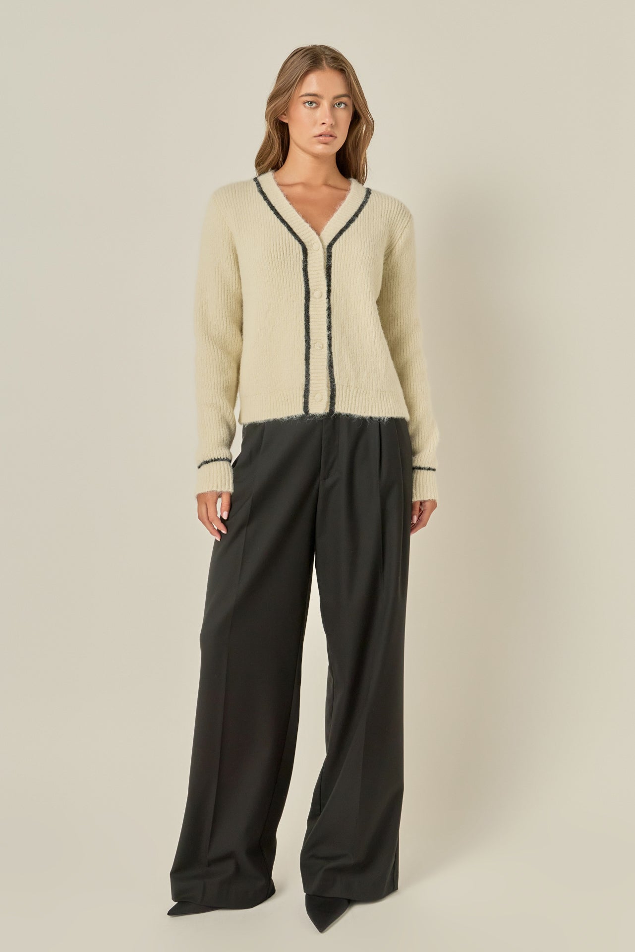 Contrast Piping Cardigan