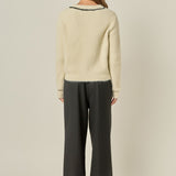 Contrast Piping Cardigan