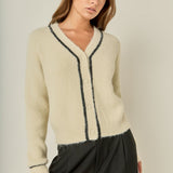 Contrast Piping Cardigan
