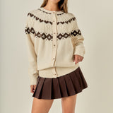 Jacquard Yoke Knit Cardigan