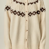 Jacquard Yoke Knit Cardigan
