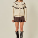 Jacquard Yoke Knit Cardigan