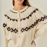 Jacquard Yoke Knit Cardigan