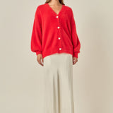 Pearl Heart Button Furry Cardigan