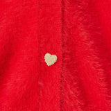 Pearl Heart Button Furry Cardigan