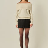 Off-Shoulder Furry Sweater