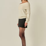 Off-Shoulder Furry Sweater