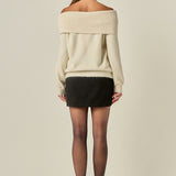 Off-Shoulder Furry Sweater