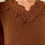 Lace Trim Pullover Sweater