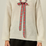 Bow Trim Knit Sweater