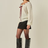 Bow Trim Knit Sweater