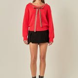 Bow Trim Knit Sweater