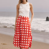 A-line Plaid Midi Skirt